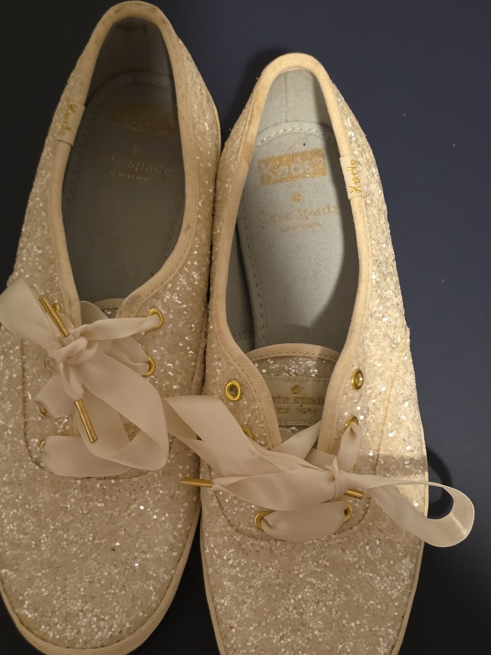 Sparkle Satin Lace-Up Women’s Sneakers in Cream - Picture 12 of 16